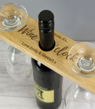 Personalised 'Wine O'clock' Wine Glass & Bottle Butler