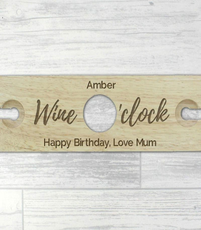 Personalised 'Wine O'clock' Wine Glass & Bottle Butler