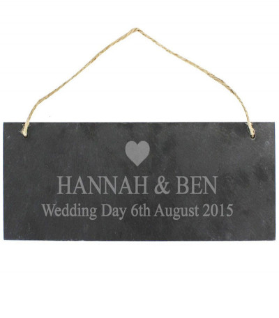 Personalised Slate Door Plaque - Heart Design