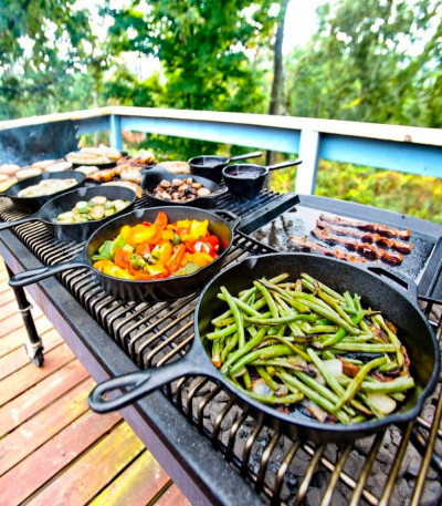 Cast Iron Fry Pan 12 Inch for Indoor & Outdoor Use