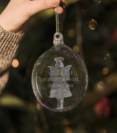 Personalised Glass Angel Christmas Bauble