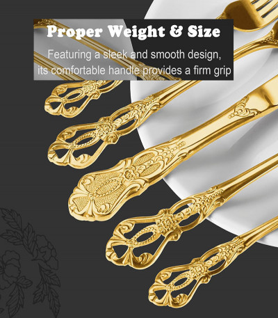 Gold Stainless Steel 20 Pieces Flatware Set