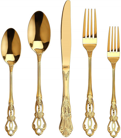Gold Stainless Steel 20 Pieces Flatware Set