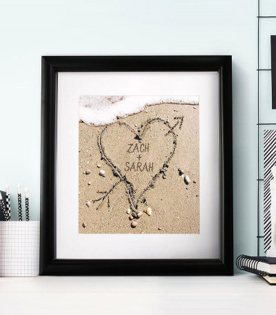 Heart In Sand Framed Pressure