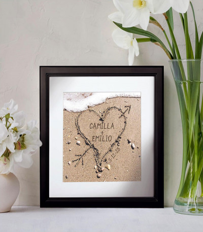 Heart In Sand Framed Pressure