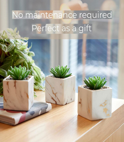 Square Marble Pots Set of 3