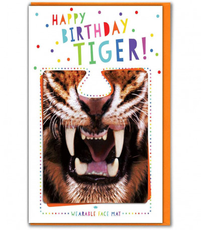 Tiger Novelty Birthday Card With Face Mat