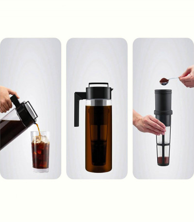 Cold Brew Coffee Maker with Black Lid Airtight Pitcher