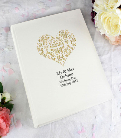 Personalised Silver Damask Heart Photo Album