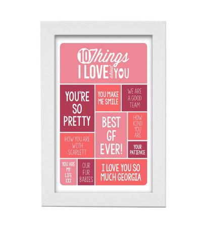 10 Things I Love About You Personalised Couples Print