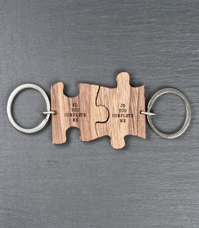 You Complete Me Couples Jigsaw Keyring