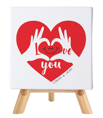 Two Hearts, One Love Mini Canvas On Staffeli