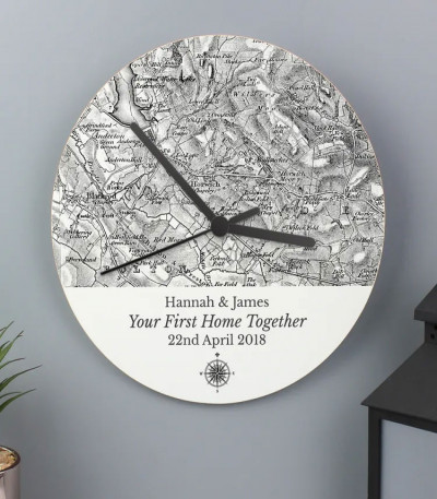 Personalised Wooden Map Clock