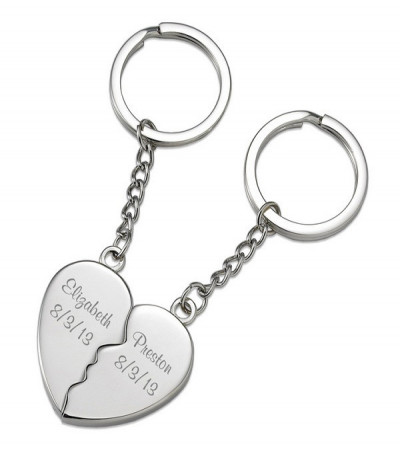 Personalised Pair of Heart Keyrings
