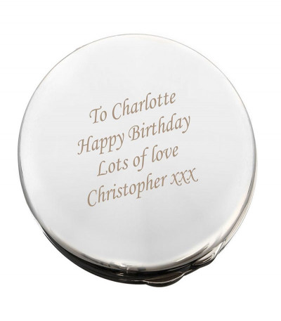 Silver Plated Personalised Compact Mirror