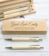 Personalised Wooden Pen and Pencil Box Set