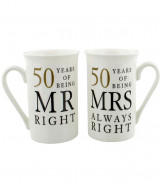 50 Years of Being Mr Right and Mrs Always Right Mugs
