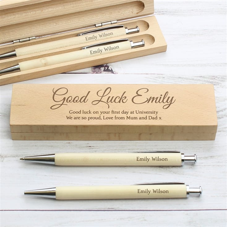 Personalised Wooden Pen and Pencil Box Set