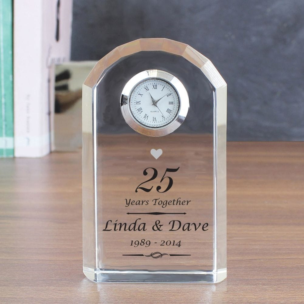 Personalised Silver Wedding Anniversary Clock