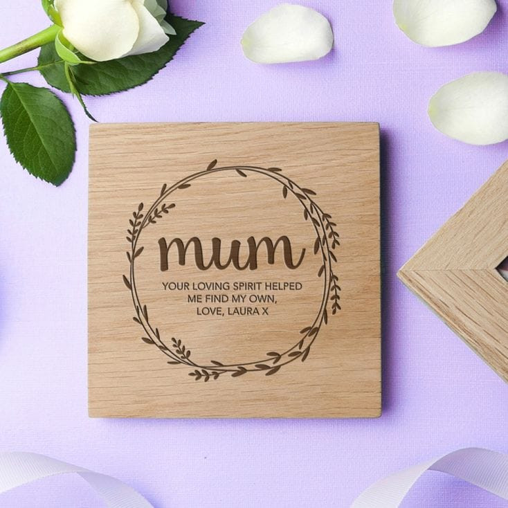 Personalised Oak Photo Cube For Mum