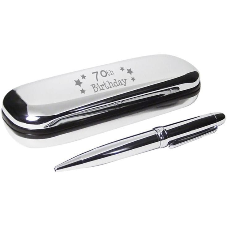 70th Birthday Engraved Pen Case and Ballpoint