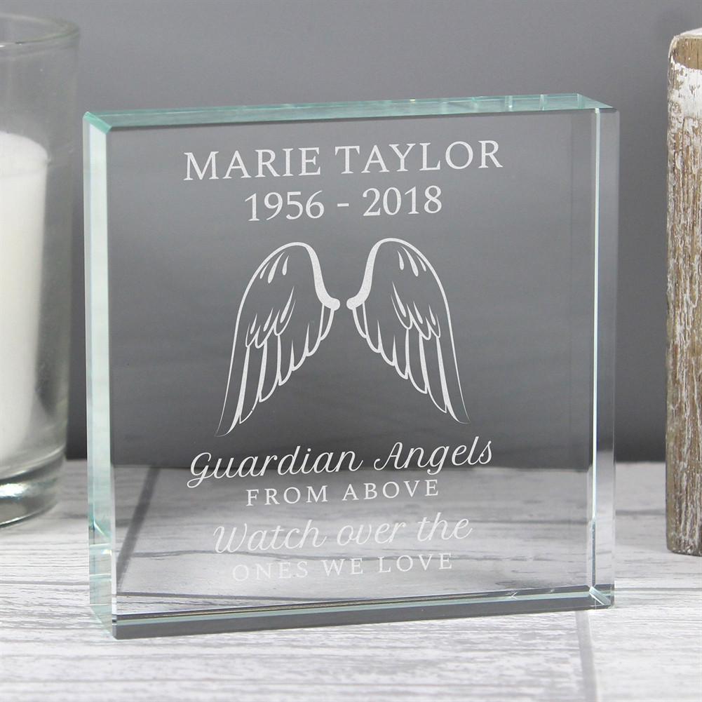 Personalised Guardian Angel Glass Memorial Token