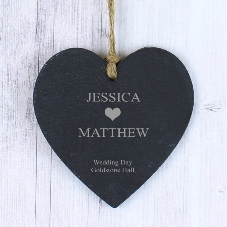 Personalised Slate Heart - small