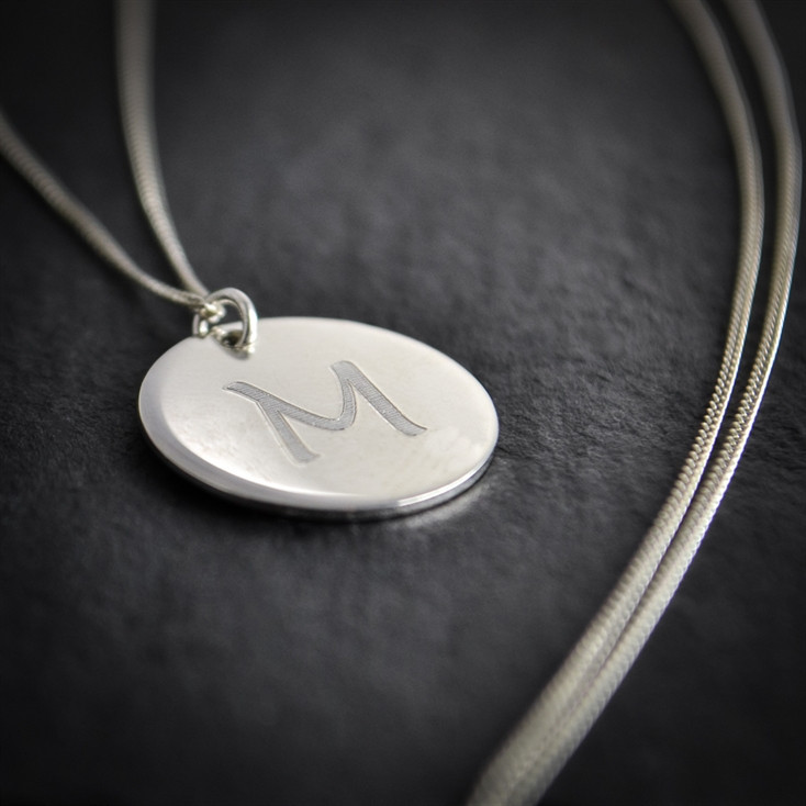 Personalised Disc Pendant Necklace with Initial