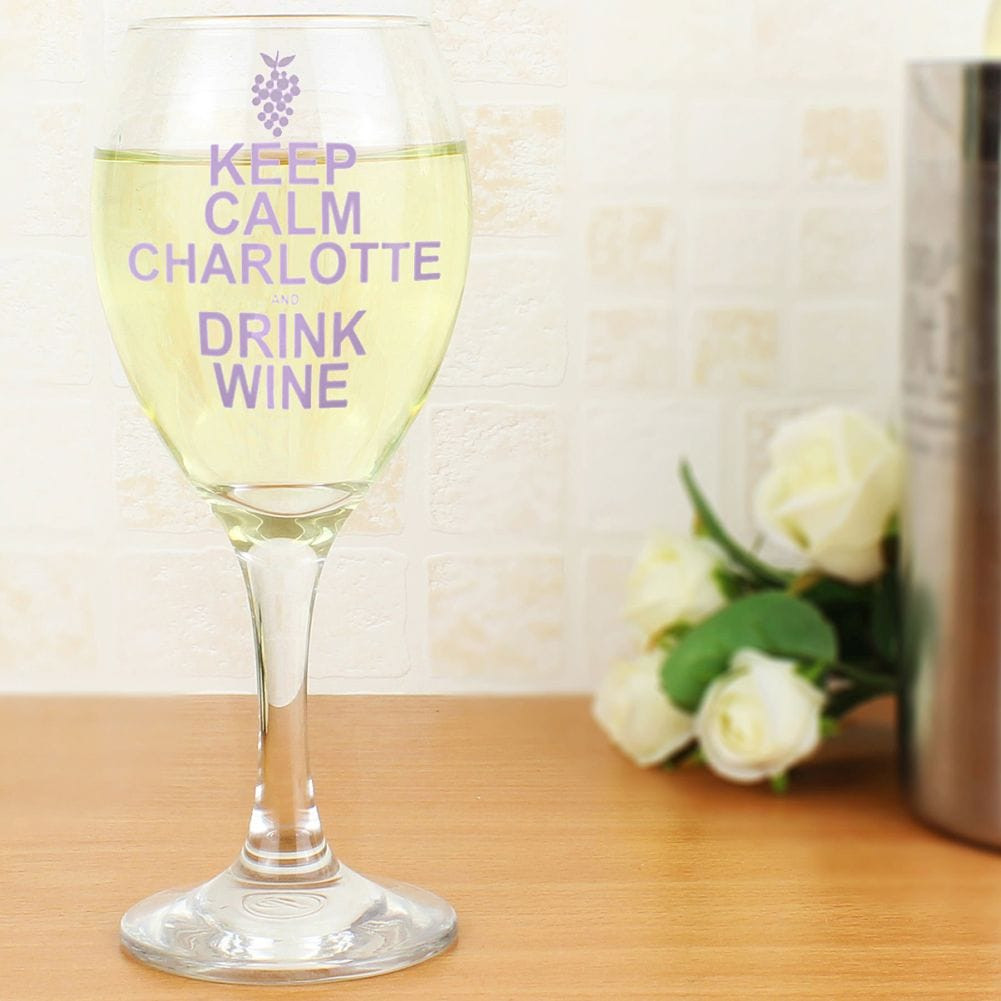 Personalised Keep Calm and Drink Wine Glass