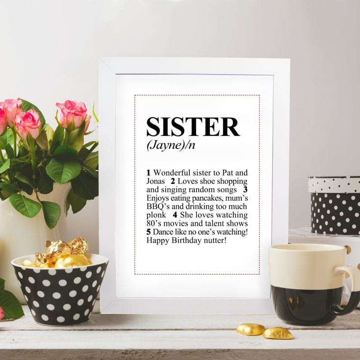 Personalised Sister Dictionary Definition Poster