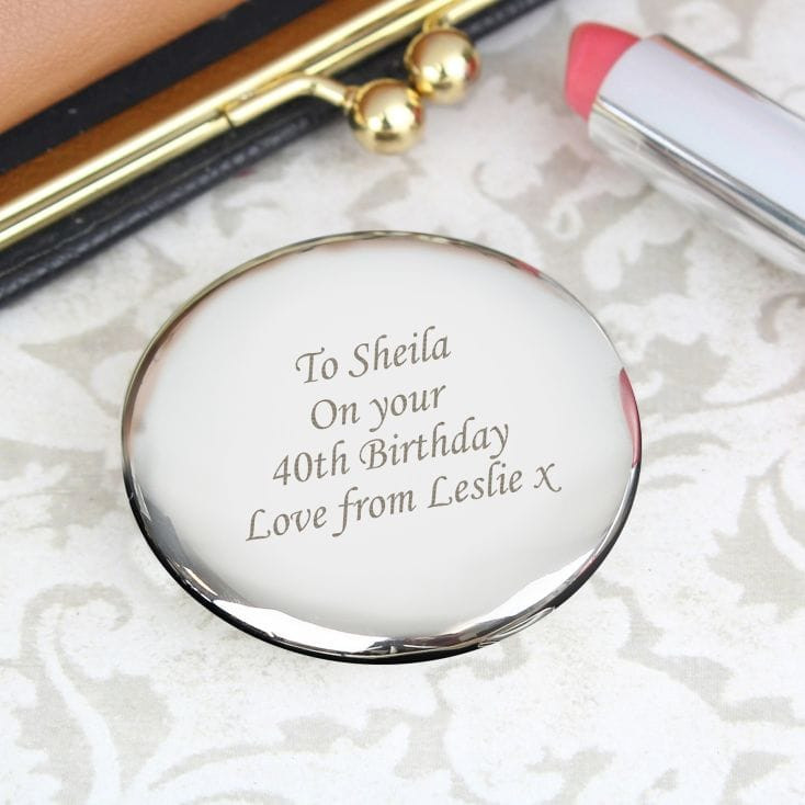 Round Compact Mirror - 40th Birthday Present Idea For Her