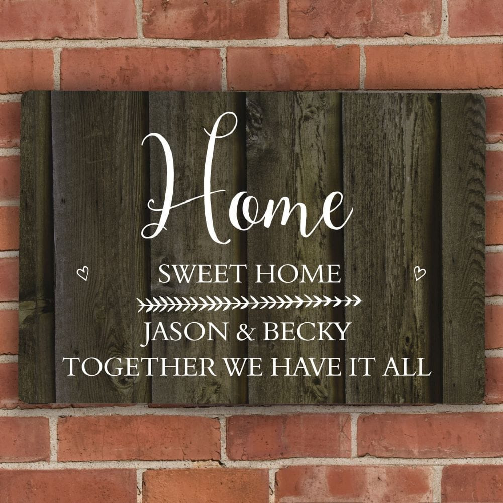 Personalised Walnut Wood Grain Metal Sign For Mum