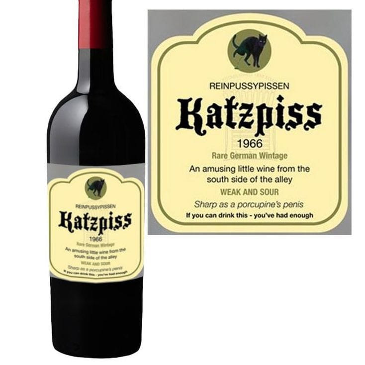 Funny Wine Bottle Labels - Katzpiss