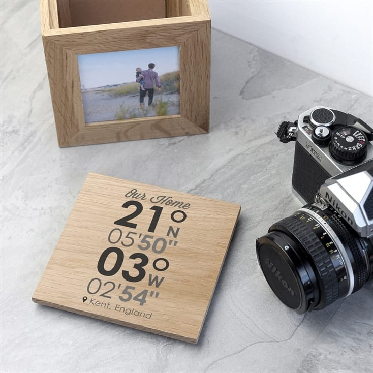 Personalised Coordinates Wooden Photo Box