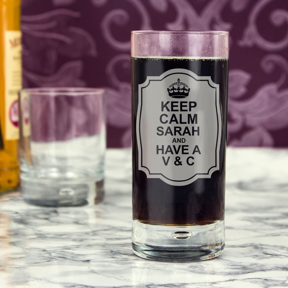 Keep Calm Personalised Hi Ball Glass
