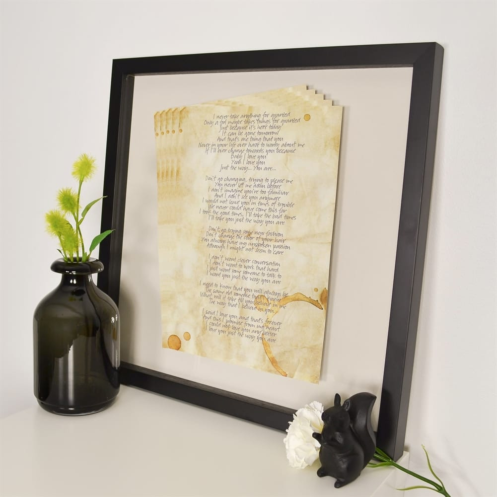 Personalised Framed Floating Lyrics Print