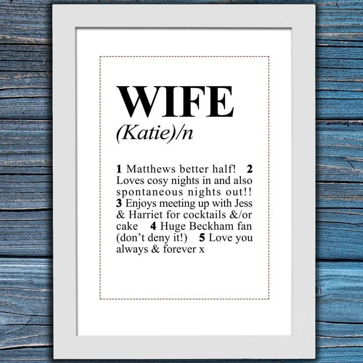 Personalised Wife Definition Poster