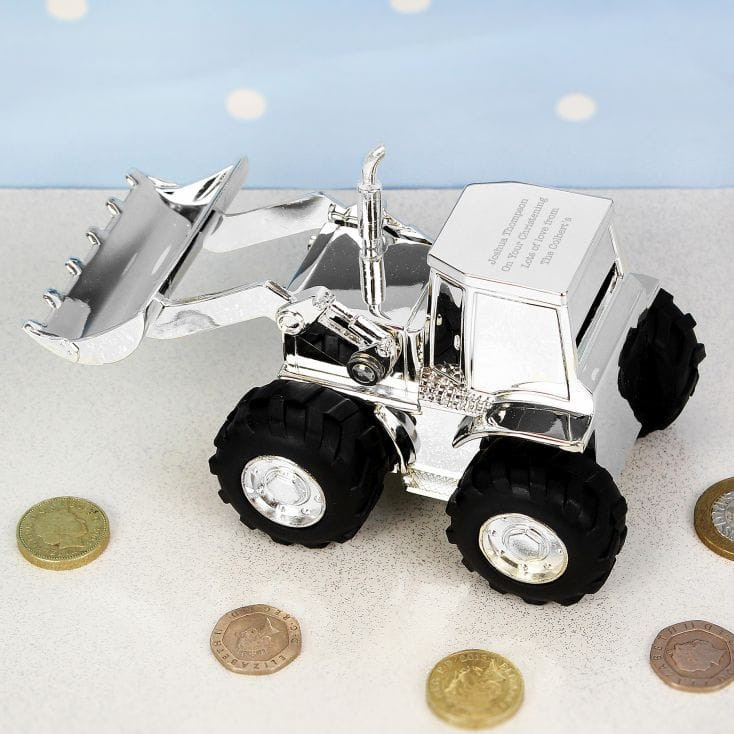 Personalised Digger Christening Money Box