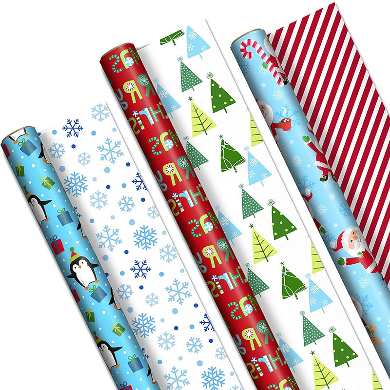 Hallmark Cute Reversible Christmas Wrapping Paper (3 Rolls: 120 sq. ft. ttl)
