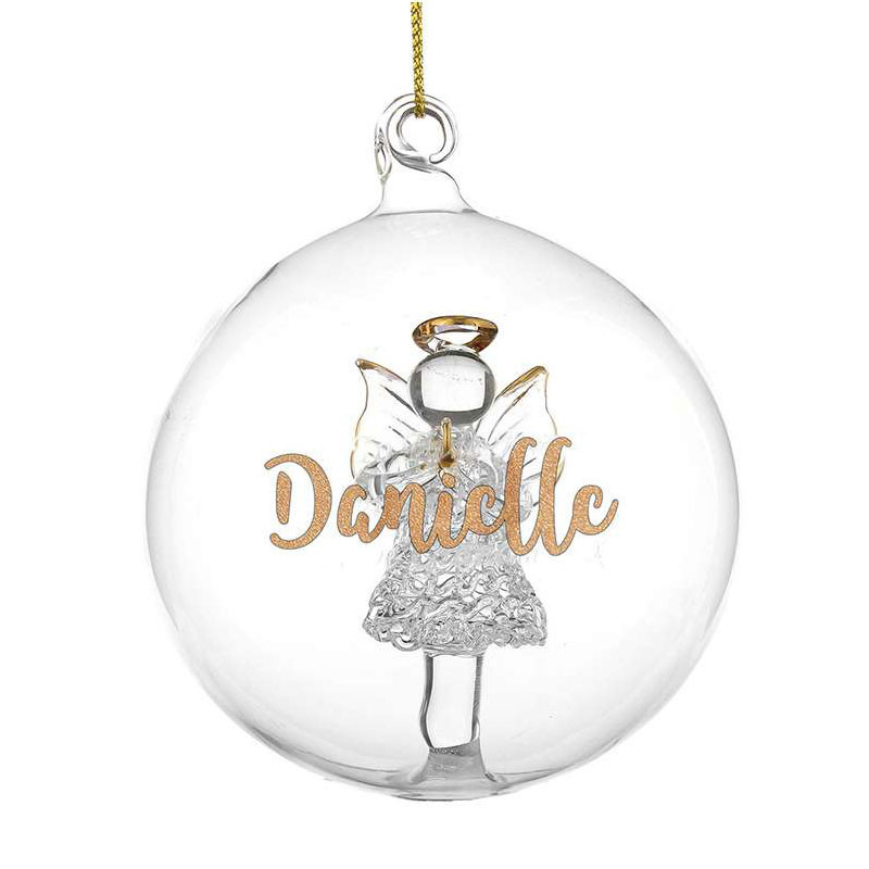 Personalised Glass Glitter Xmas Tree Bauble