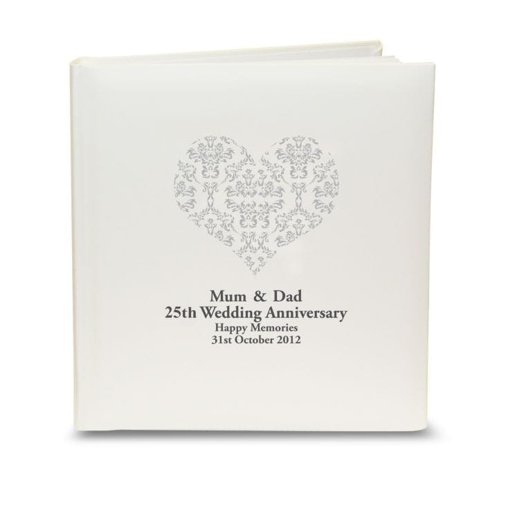 Personalised Silver Damask Heart Photo Album