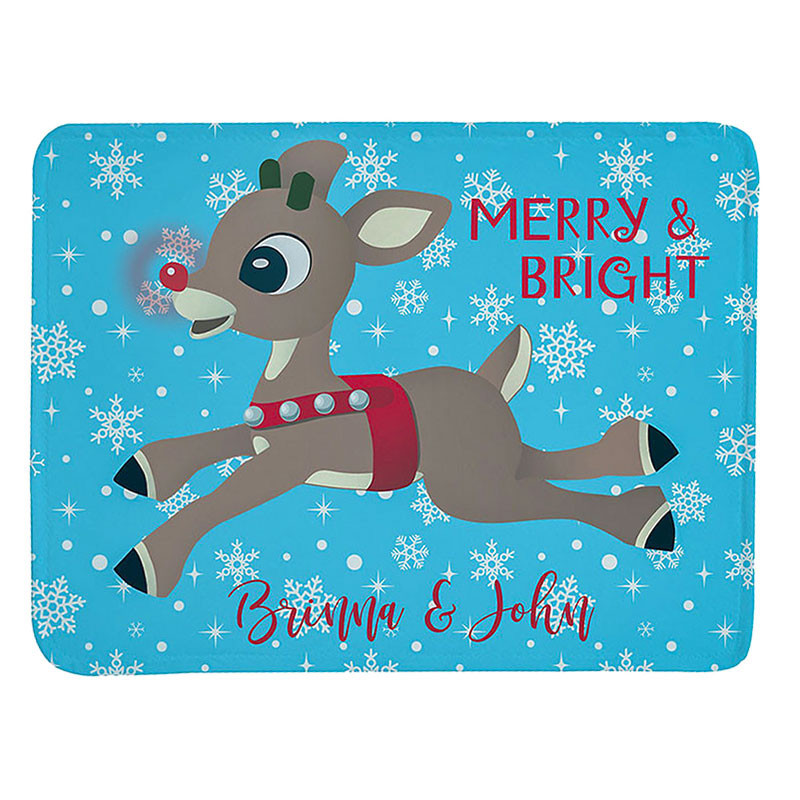 Rudolph Snowflake Plush Blanket