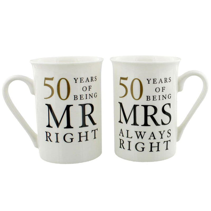 50 Years of Being Mr Right and Mrs Always Right Mugs