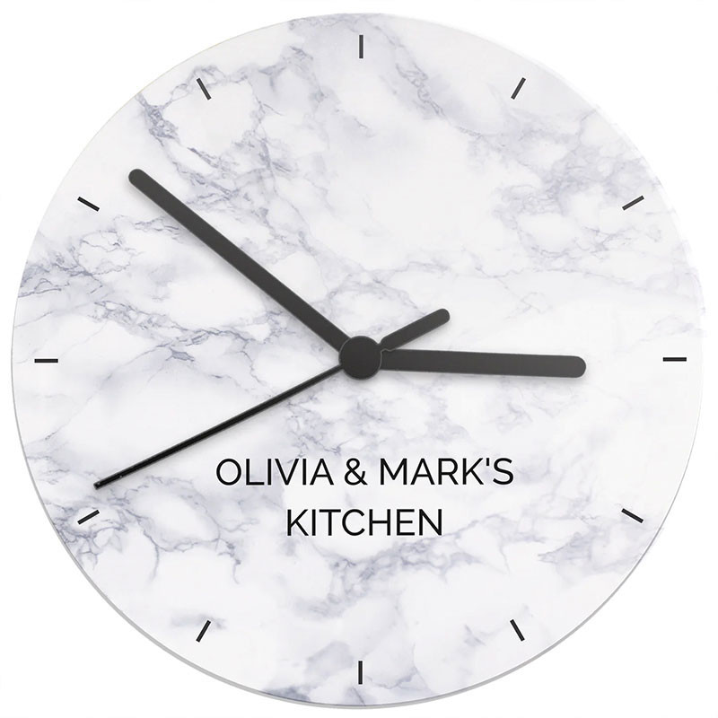 Personalised Marble Effect Wooden Clock