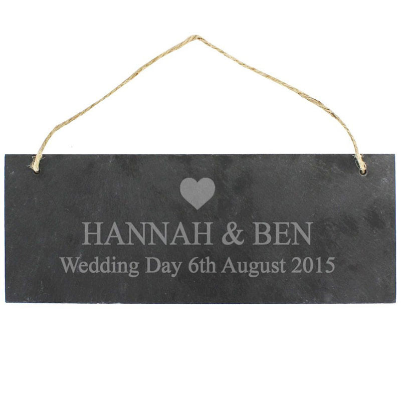 Personalised Slate Door Plaque - Heart Design