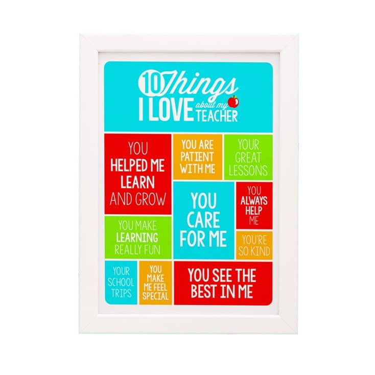 10 Things I Love About My Teacher Personalised Print