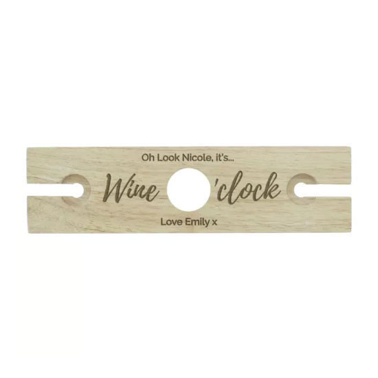 Personalised 'Wine O'clock' Wine Glass & Bottle Butler