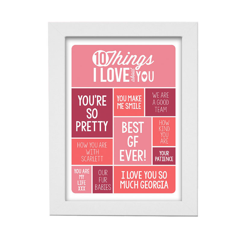 10 Things I Love About You Personalised Couples Print