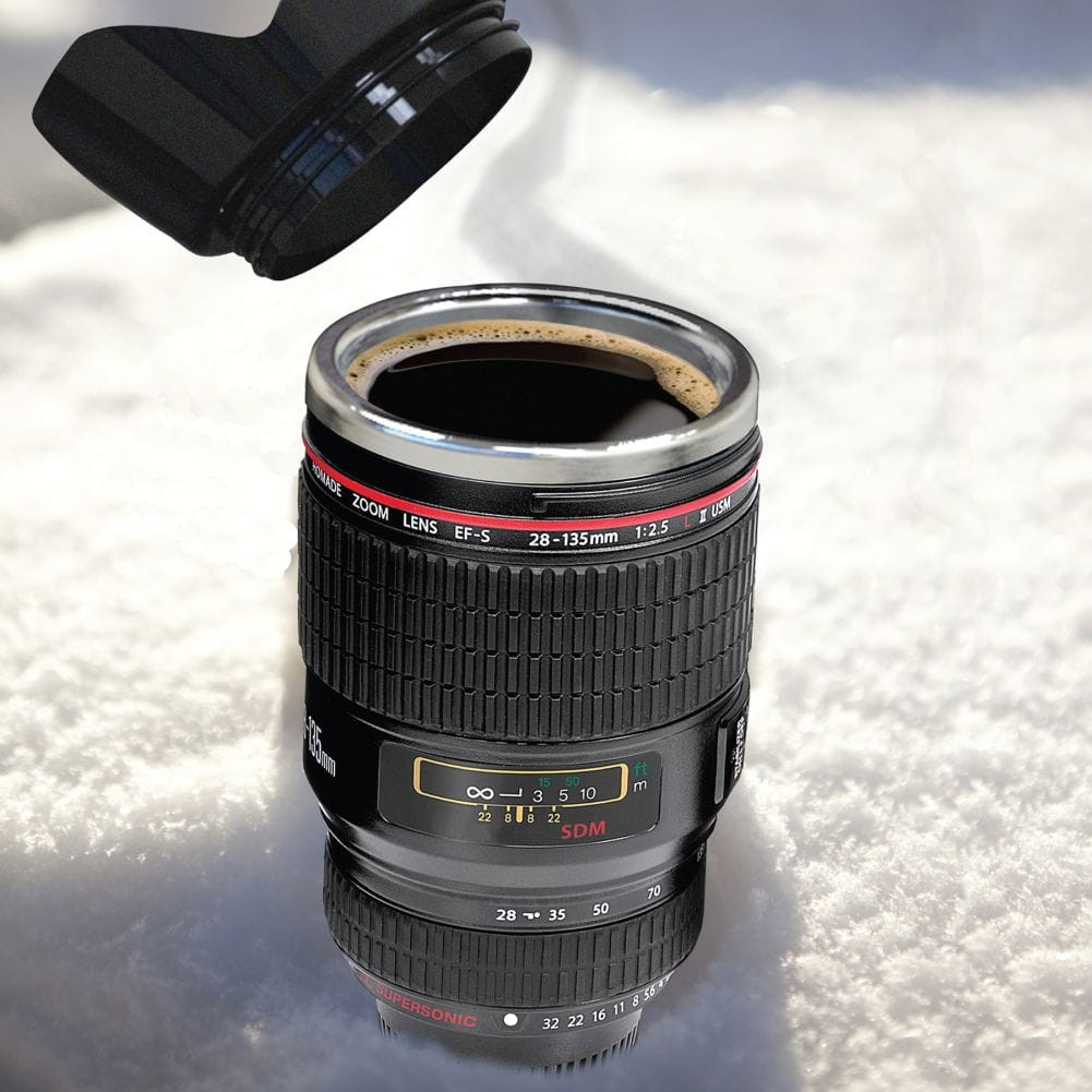 Camera Lens Mug with Lid