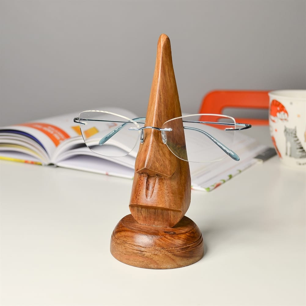 Wooden Nose Eyeglass Holder